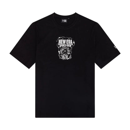 The Male model is wearing New Era Fun Graphic Black T-Shirt 1