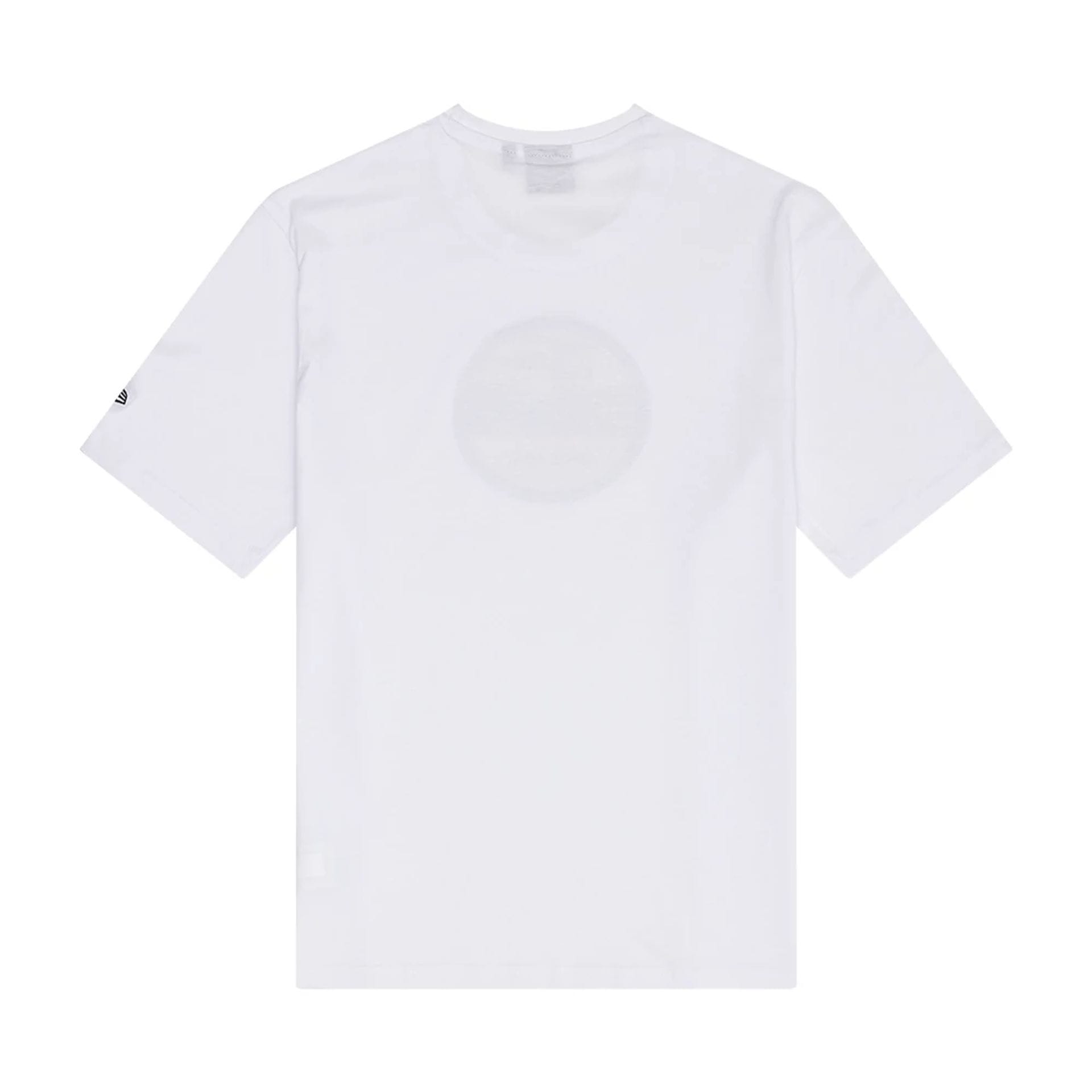 The Male model is wearing New Era Sticker Graphic White T-Shirt 2