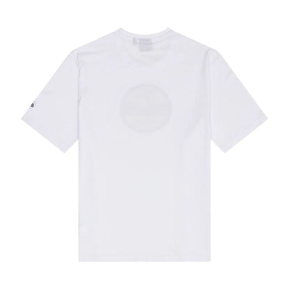 The Male model is wearing New Era Sticker Graphic White T-Shirt 2