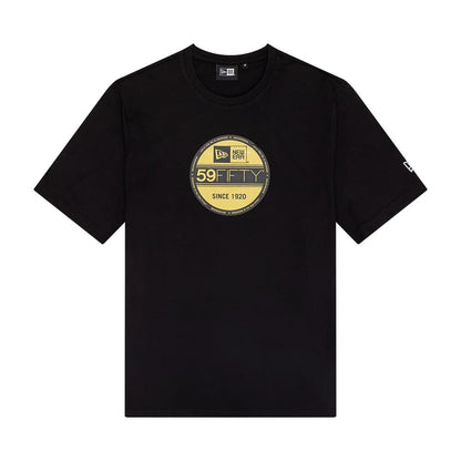 The Male model is wearing New Era Sticker Graphic Black T-Shirt 1