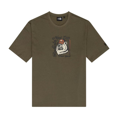 The Male model is wearing New Era Bear Graphic Green T-Shirt 1