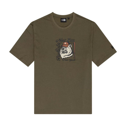 The Male model is wearing New Era Bear Graphic Green T-Shirt 1