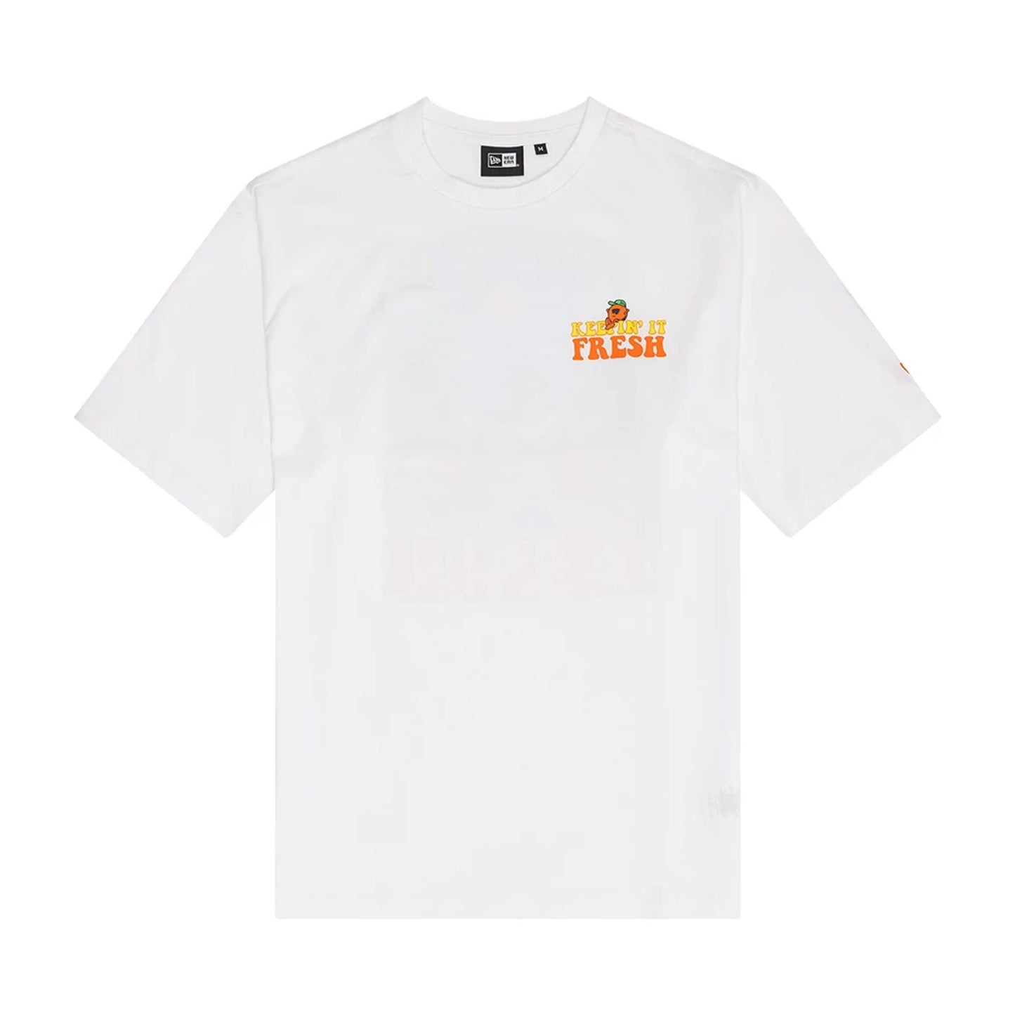 The Male model is wearing New Era Summer Graphic White Oversized T-Shirt 1