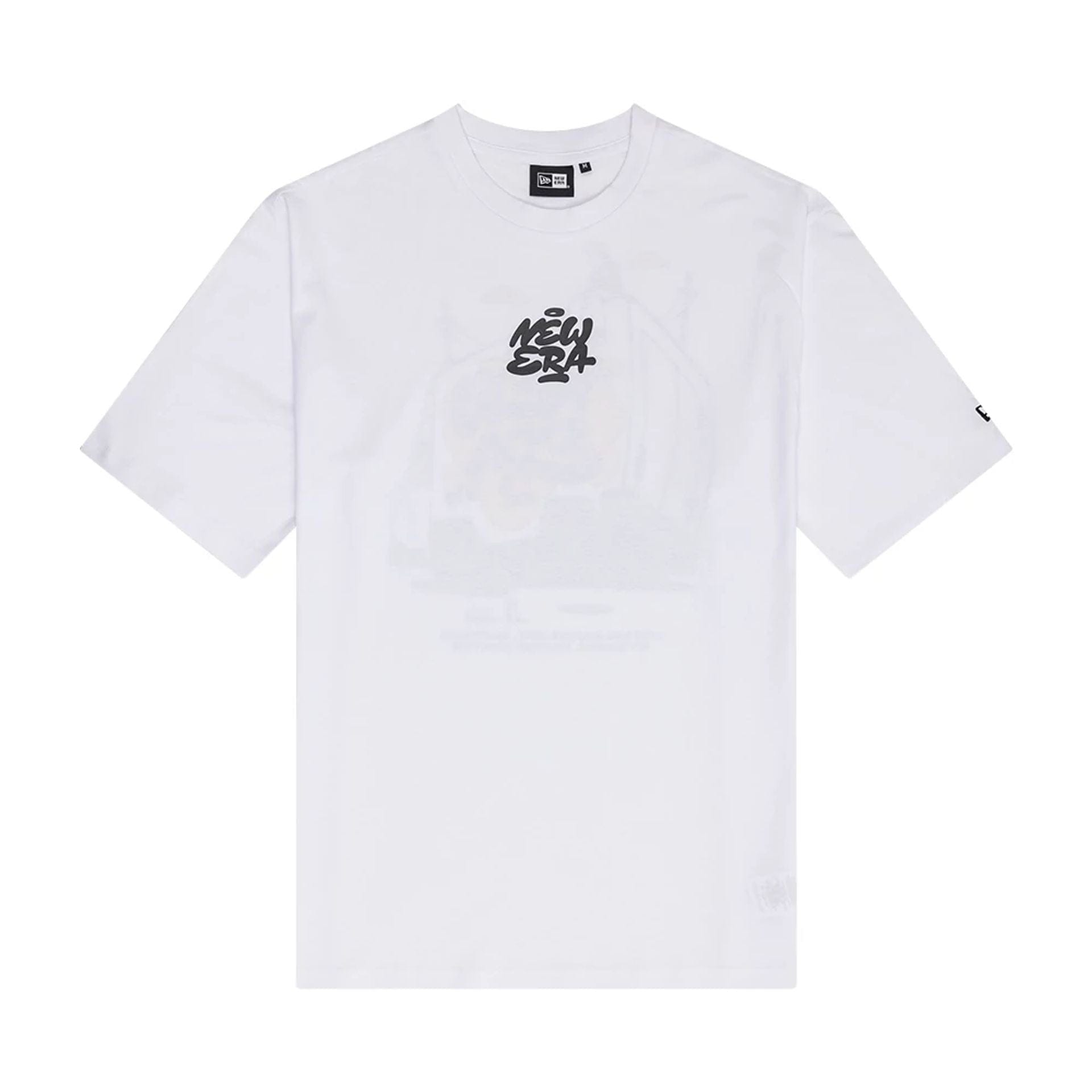 The Male model is wearing New Era Graffiti Graphic White Oversized T-Shirt 1