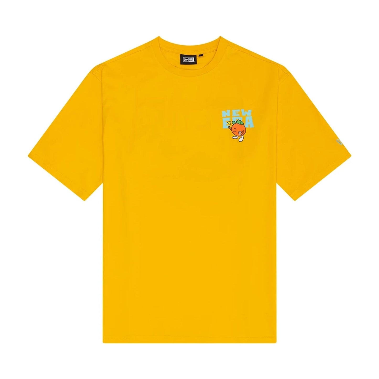 The Male model is wearing New Era Summer Graphic Yellow Oversized T-Shirt 1