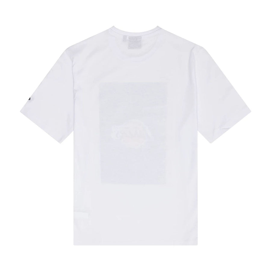 The Male model is wearing LA Lakers NBA Photographic White T-Shirt 2