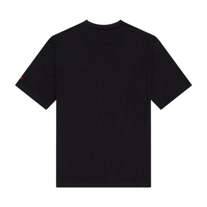 The Male model is wearing New Era Character Graphic Black Oversized T-Shirt 2