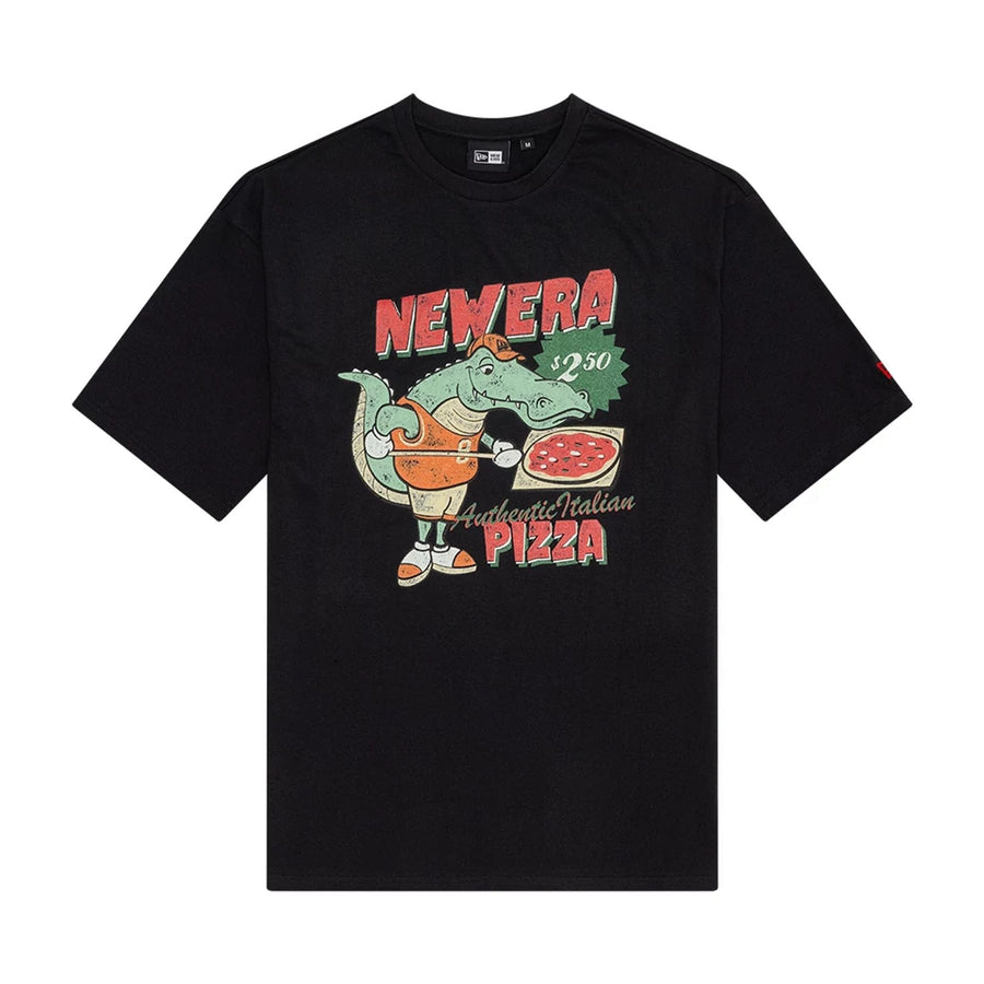 The Male model is wearing New Era Character Graphic Black Oversized T-Shirt 1