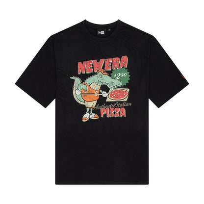 The Male model is wearing New Era Character Graphic Black Oversized T-Shirt 1