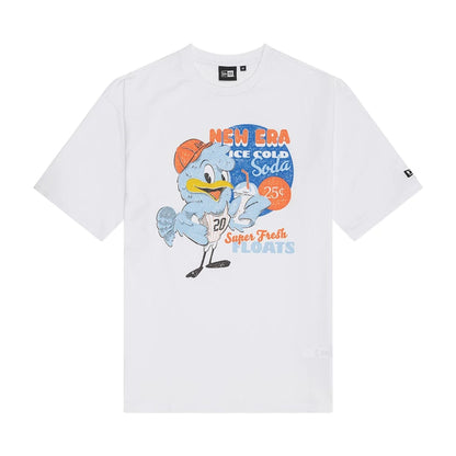 The Male model is wearing New Era Character Graphic White Oversized T-Shirt 1