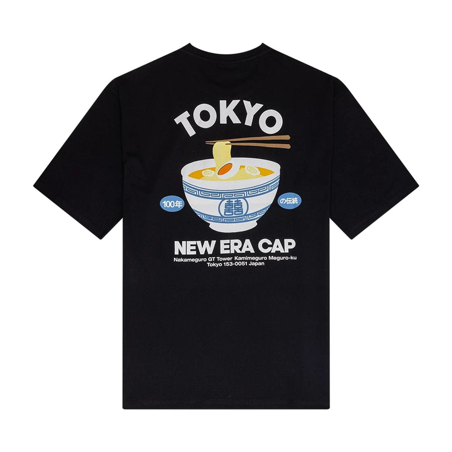The Male model is wearing New Era Food Graphic Black Oversized T-Shirt 2