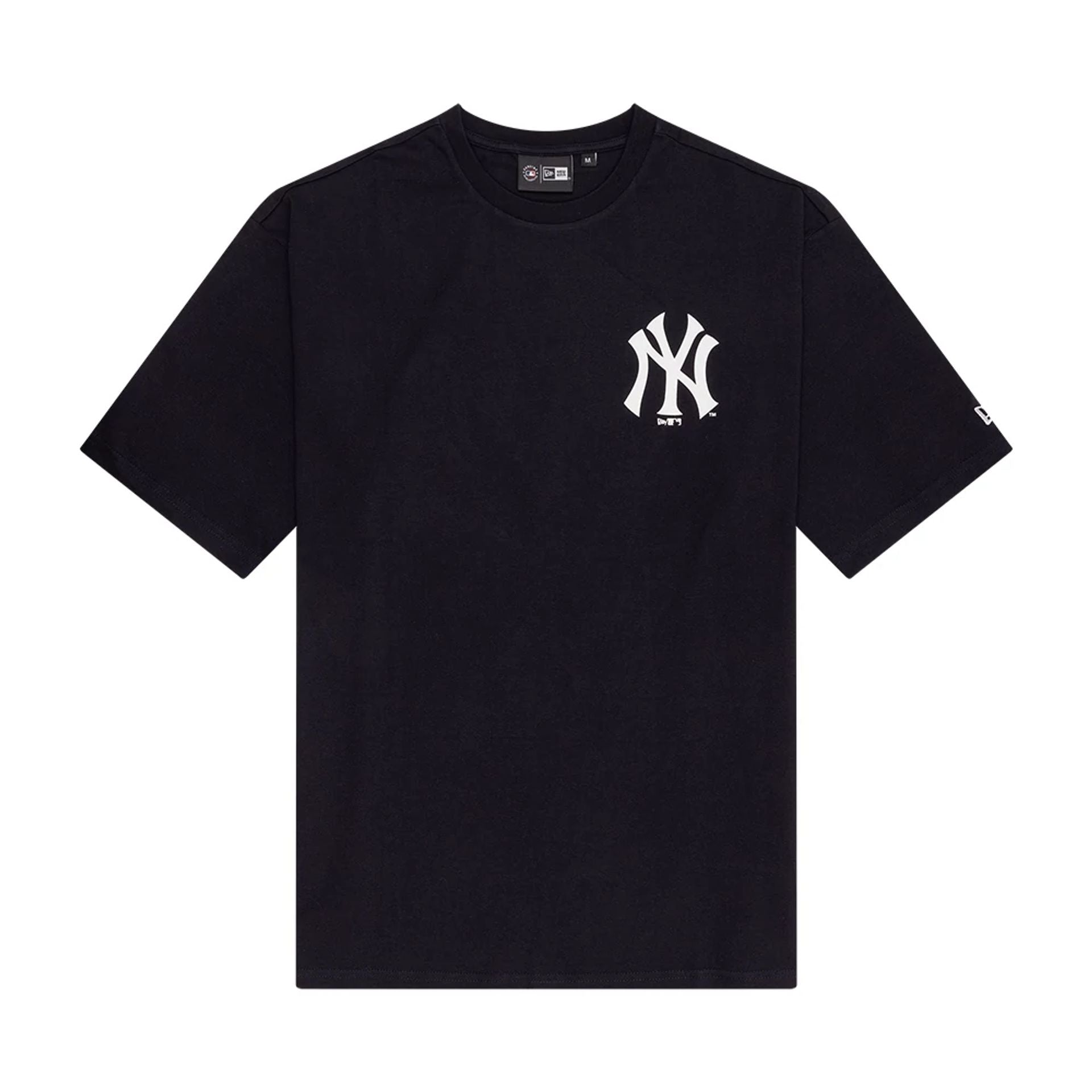 The Male model is wearing New York Yankees MLB Food Graphic Navy Oversized T-Shirt 1