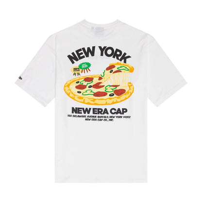 The Male model is wearing New Era Food Graphic White Oversized T-Shirt 2