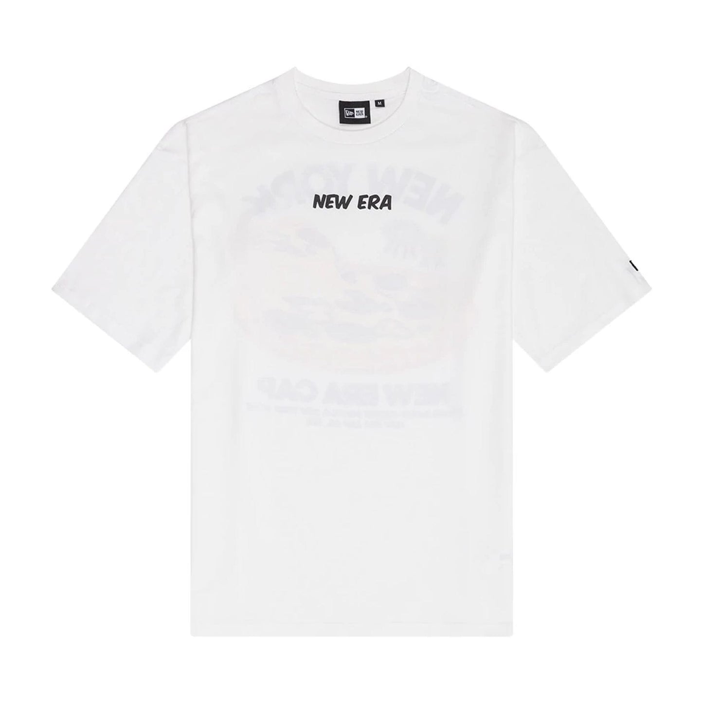 The Male model is wearing New Era Food Graphic White Oversized T-Shirt 1