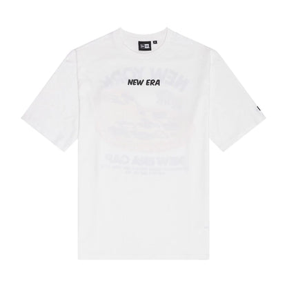 The Male model is wearing New Era Food Graphic White Oversized T-Shirt 1