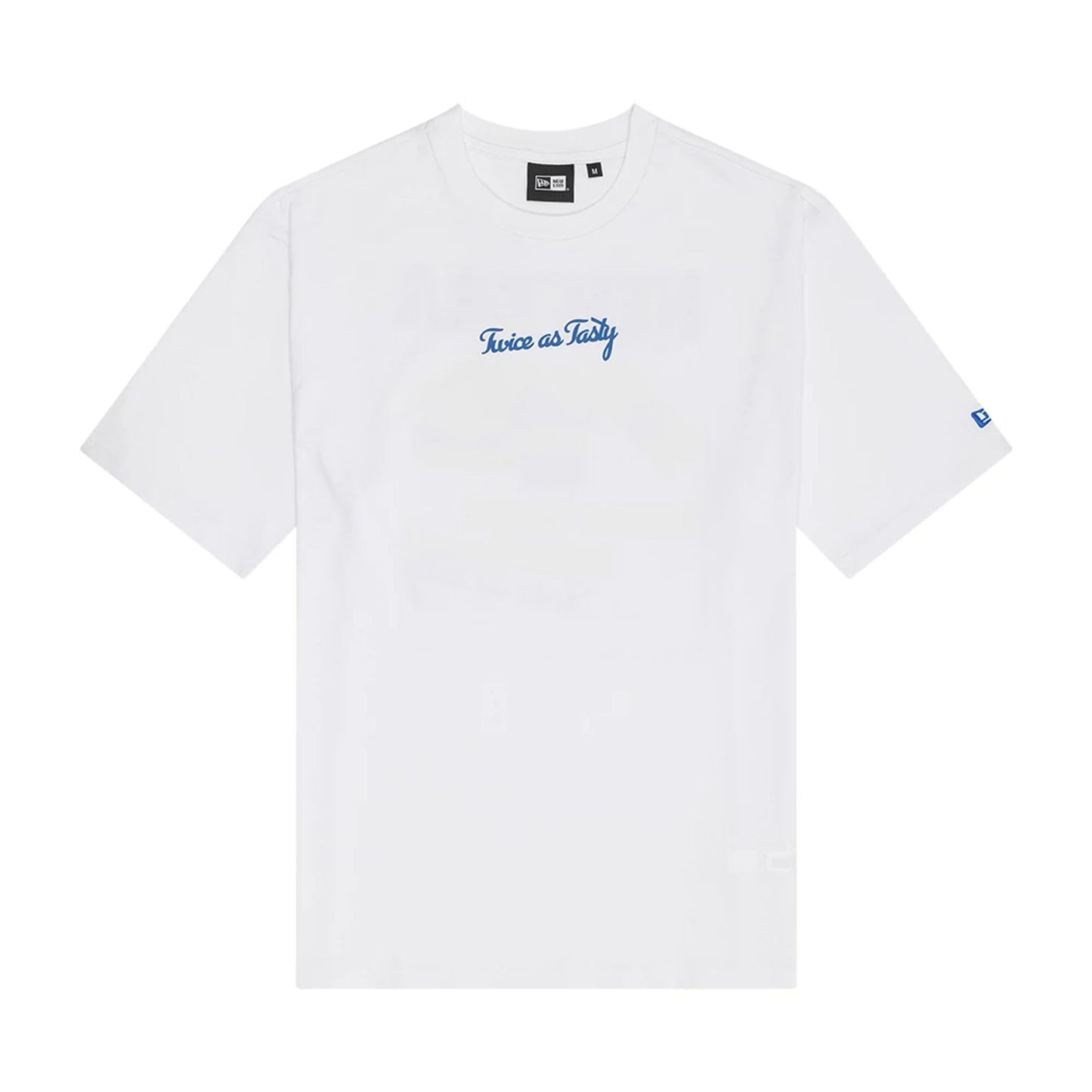 The Male model is wearing New Era Food Graphic White Oversized T-Shirt 1