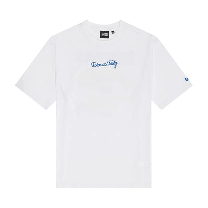 The Male model is wearing New Era Food Graphic White Oversized T-Shirt 1