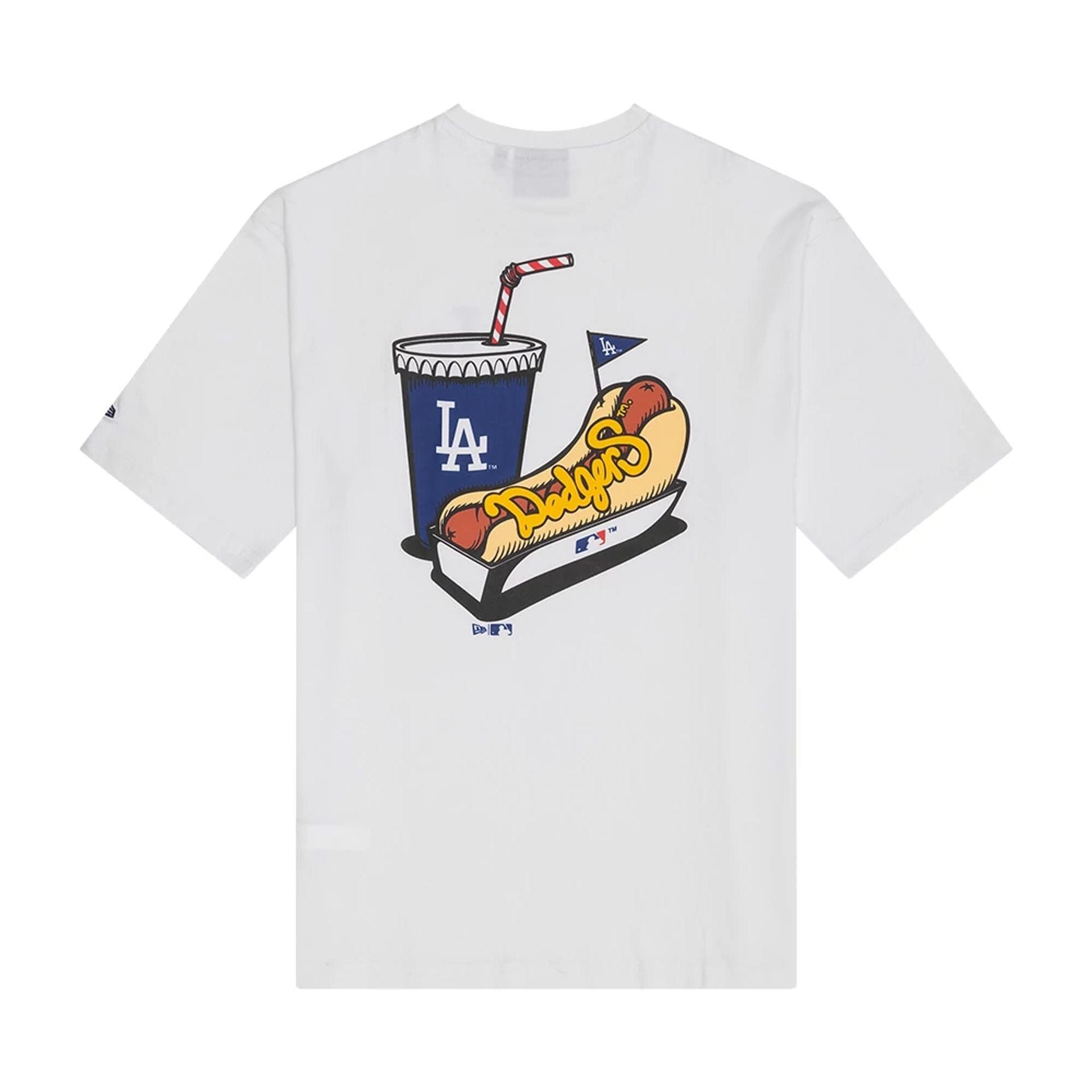 The Male model is wearing LA Dodgers MLB Food Graphic White Oversized T-Shirt 2