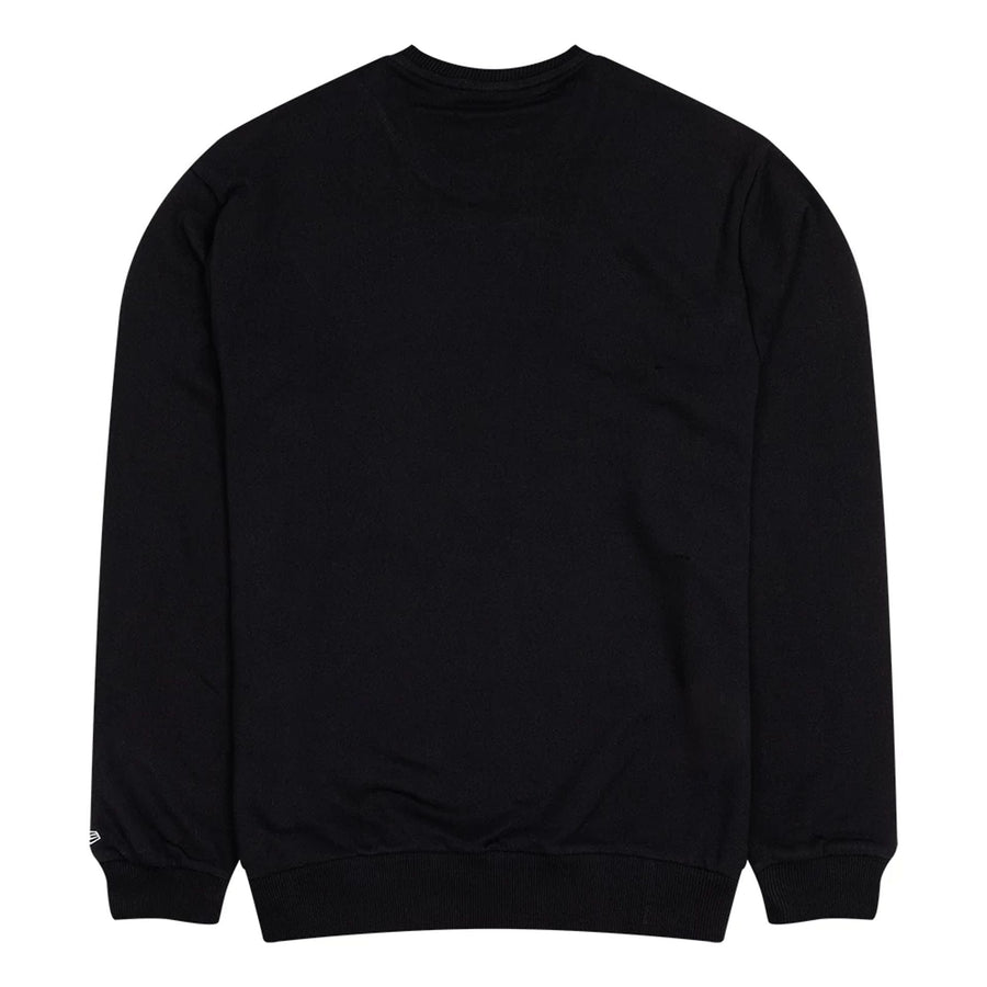 The Male model is wearing New Era Fun Graphic Black Crew Neck Sweater 2