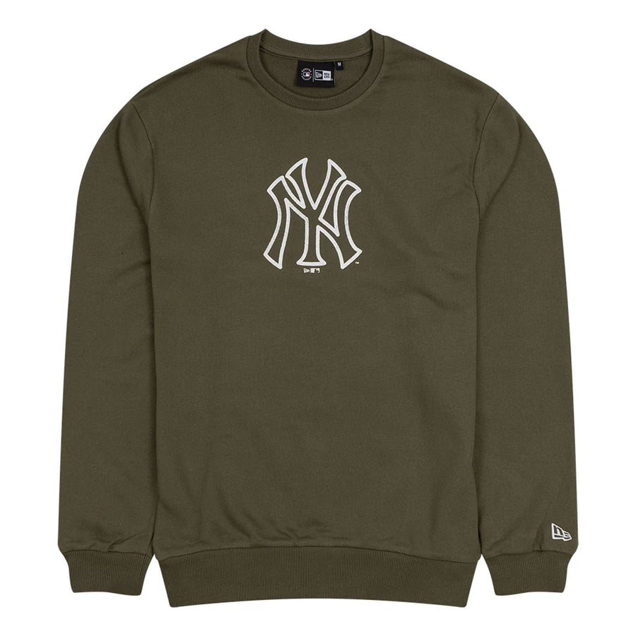 The Male model is wearing New York Yankees MLB Outline Green Crew Neck Sweater 1