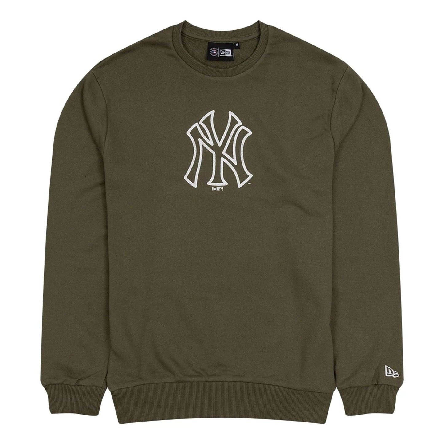 The Male model is wearing New York Yankees MLB Outline Green Crew Neck Sweater 1