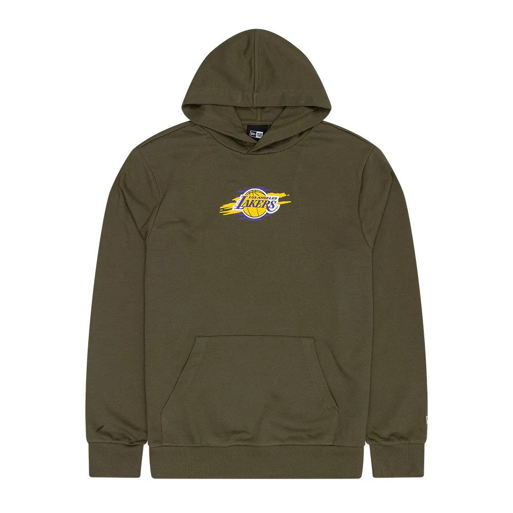 The Male model is wearing LA Lakers NBA Graphic Green Pullover Hoodie 1