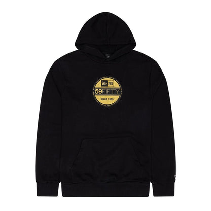 The Male model is wearing New Era Sticker Graphic Black Pullover Hoodie 1