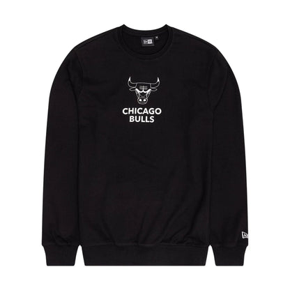 The Male model is wearing Chicago Bulls NBA Outline Black Crew Neck Sweater 1