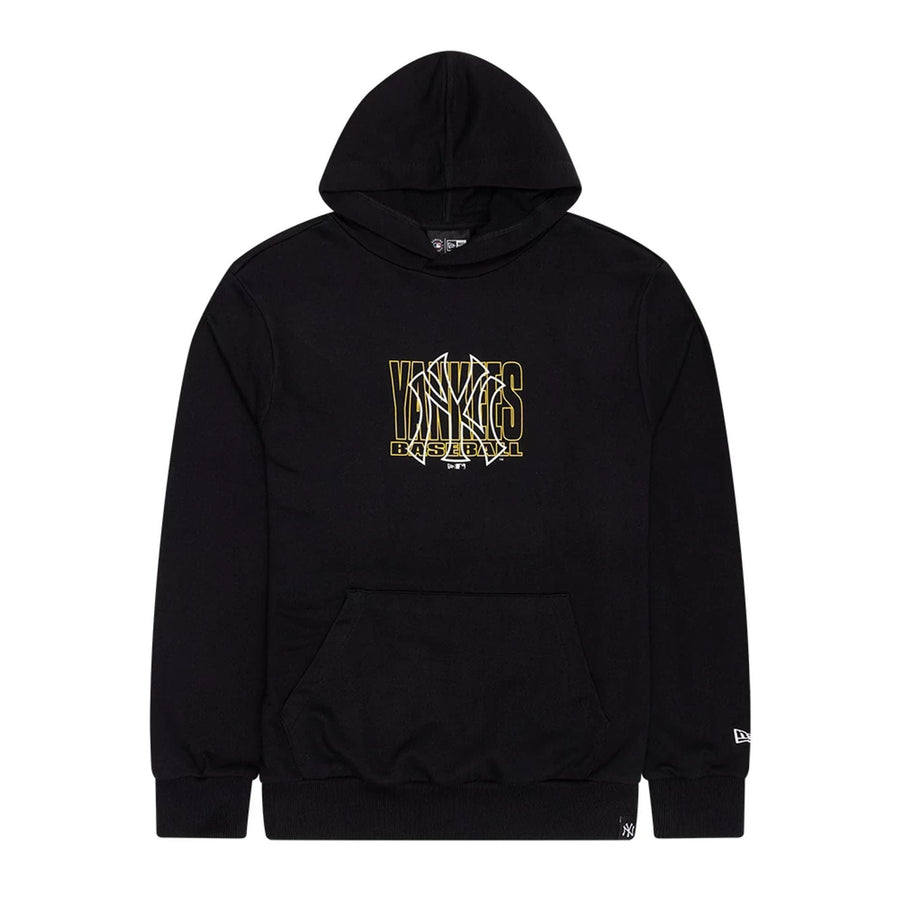 The Male model is wearing New York Yankees MLB Outline Black Pullover Hoodie 1