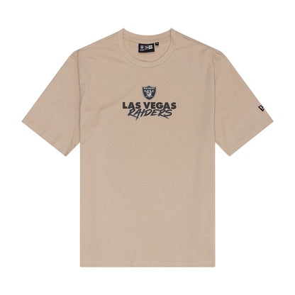 The Male model is wearing Las Vegas Raiders NFL Graphic Light Beige T-Shirt 1