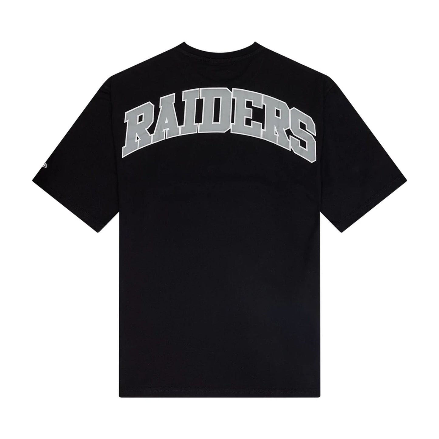 The Male model is wearing Las Vegas Raiders NFL Arch Graphic Black Oversized T-Shirt 2