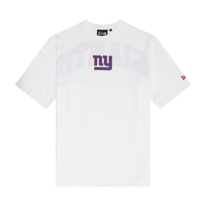 The Male model is wearing New York Giants NFL Arch Graphic White Oversized T-Shirt 1