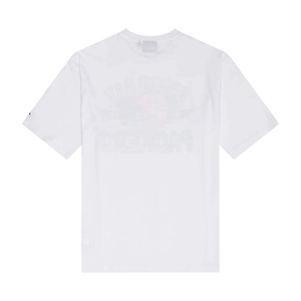 The Male model is wearing Green Bay Packers NFL Helmet Graphic White T-Shirt 2