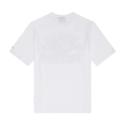 The Male model is wearing Green Bay Packers NFL Helmet Graphic White T-Shirt 2