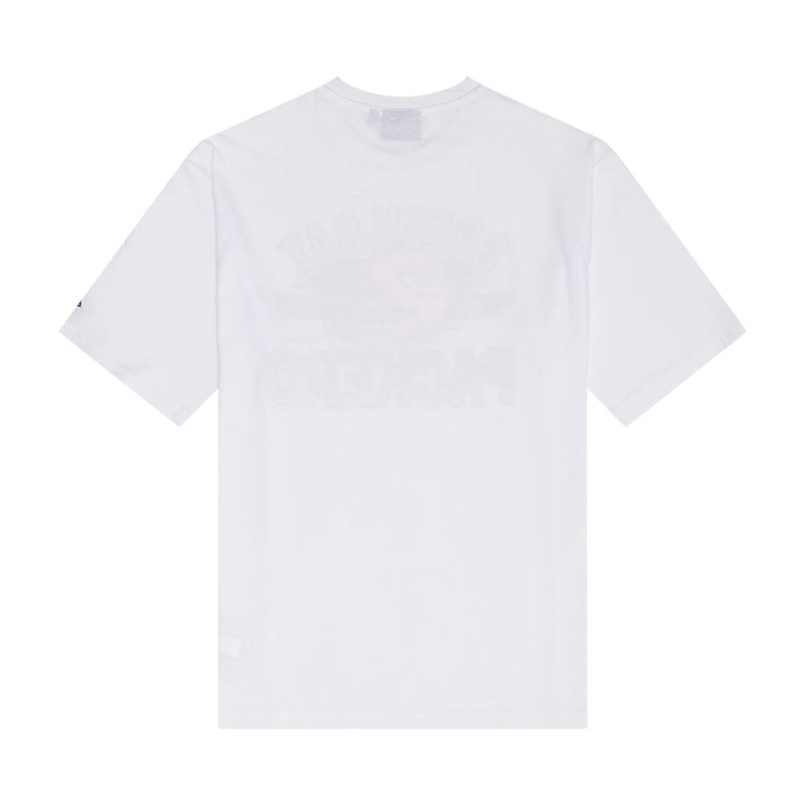 The Male model is wearing Green Bay Packers NFL Helmet Graphic White T-Shirt 2