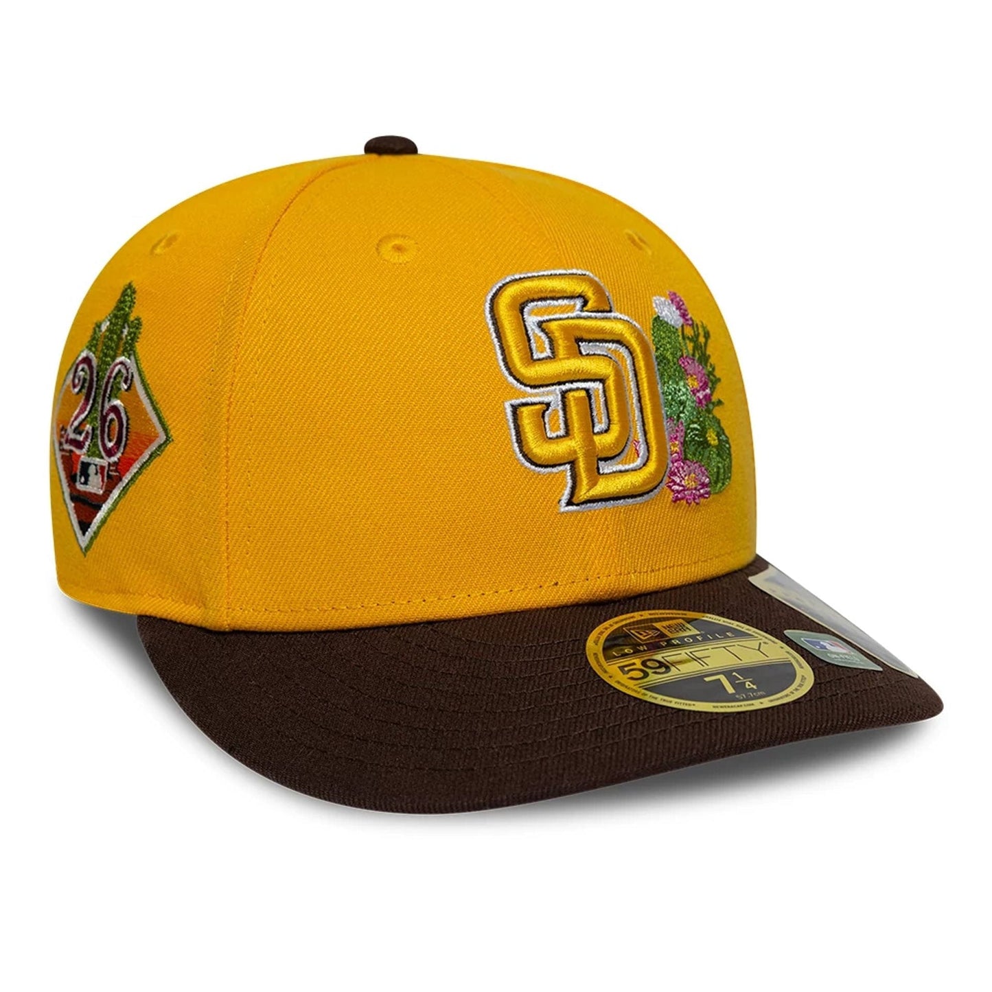 Pictured is this MLB Spring Training 2026 San Diego Padres Low Profile 59FIFTY Fitted cap in yellow. 1