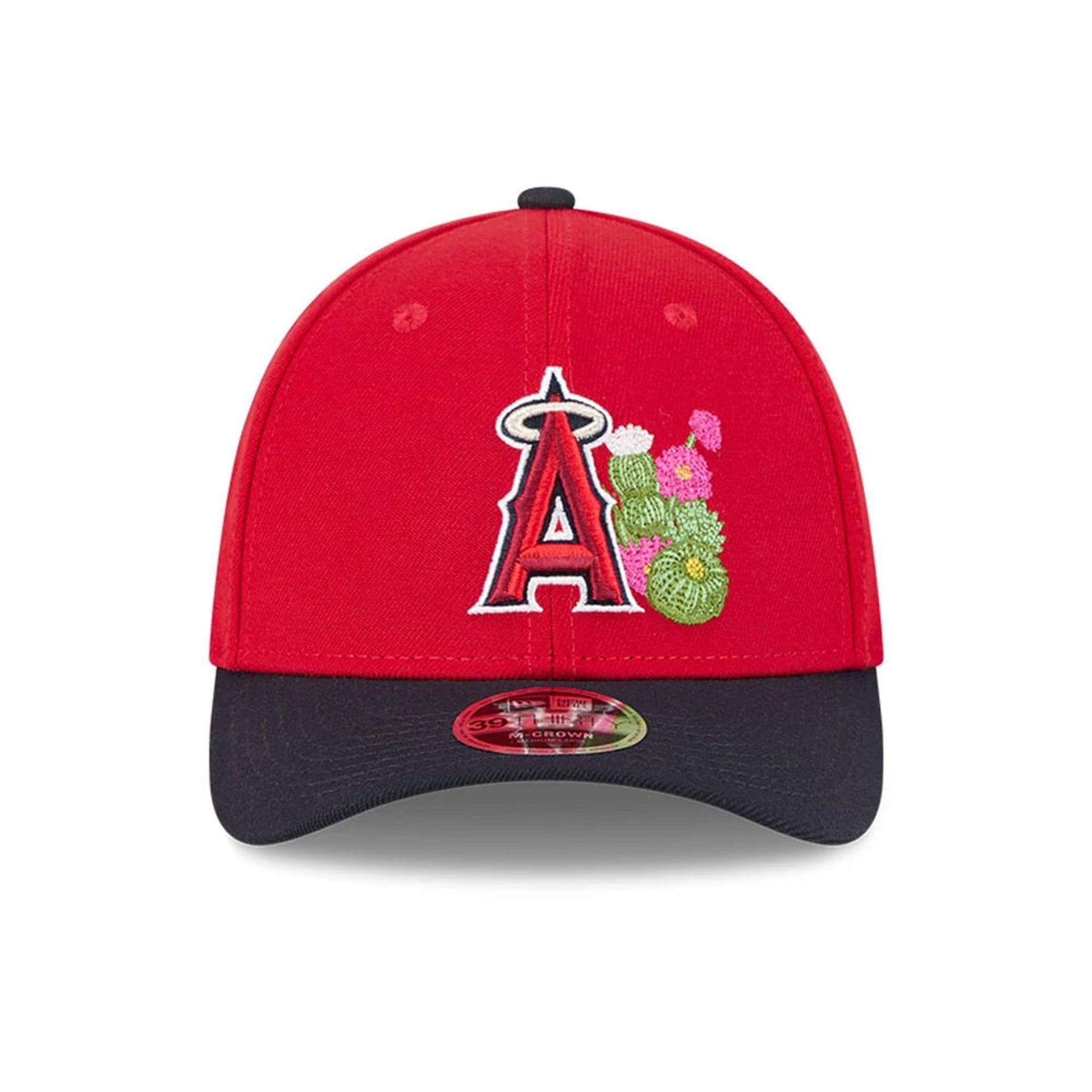 Pictured is this MLB Spring Training 2026 LA Angels 39THIRTY M-Crown Stretch Fit cap in red. 3