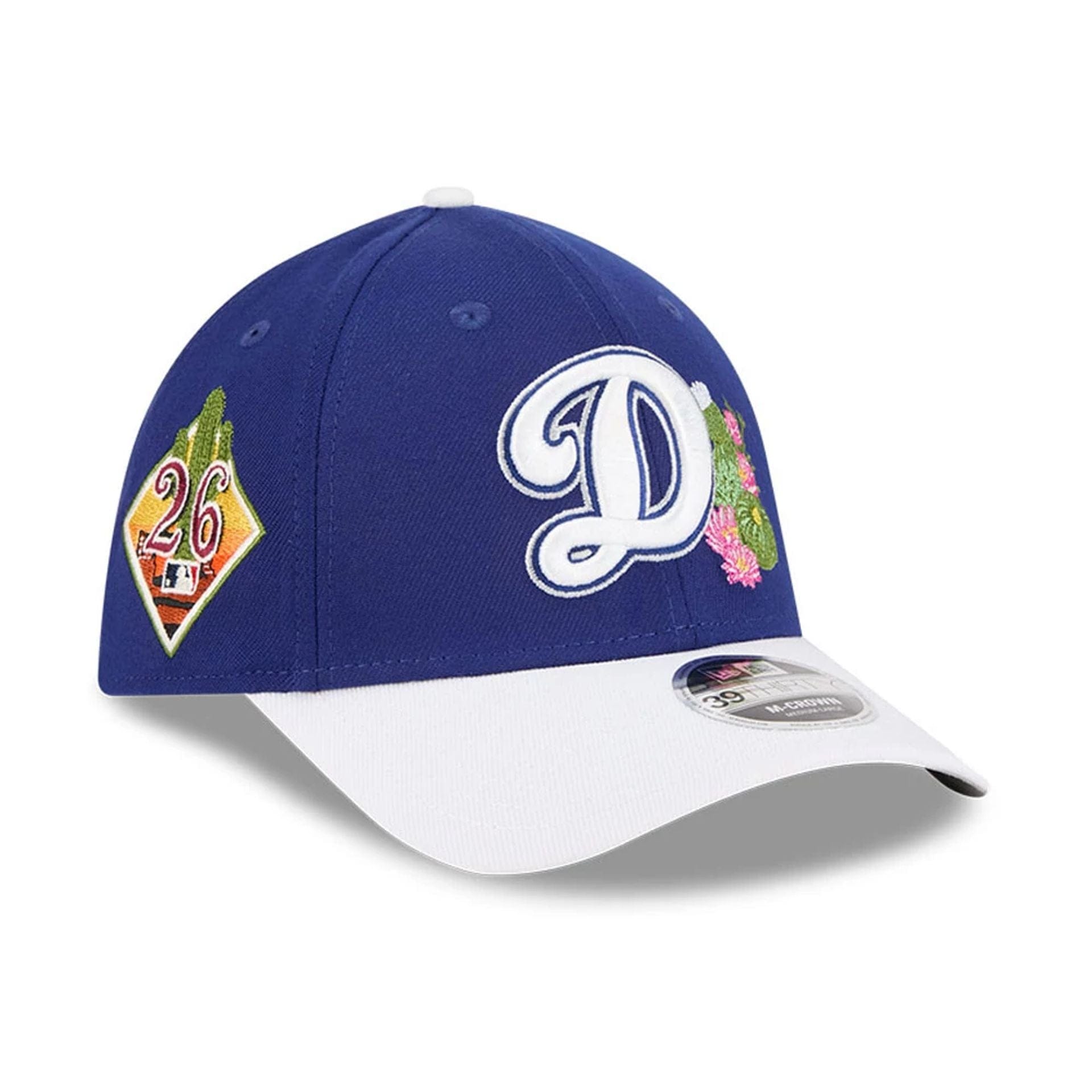 Pictured is this MLB Spring Training 2026 LA Dodgers 39THIRTY M-Crown Stretch Fit cap in dark blue. 1