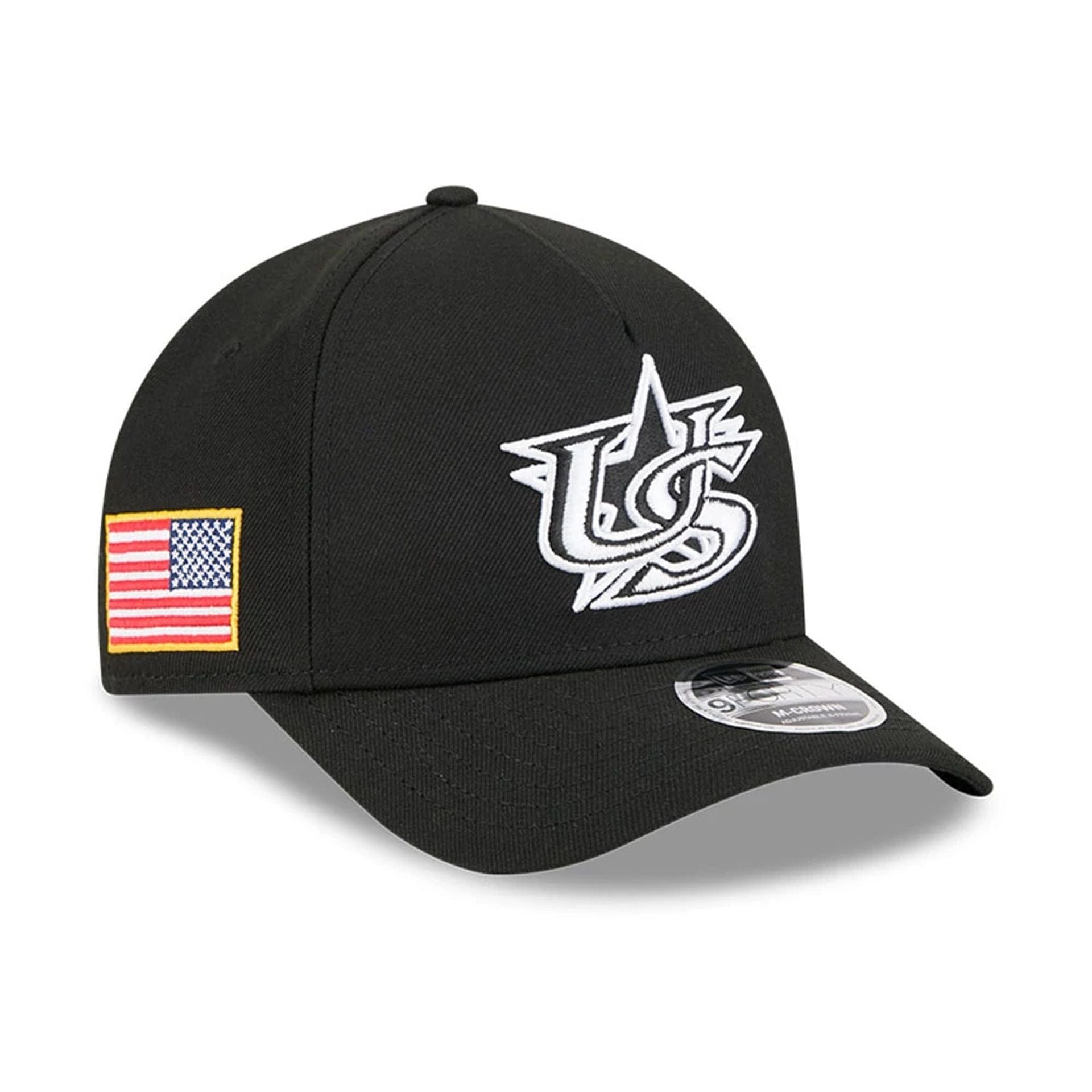 Pictured is this MLB World Baseball Classic 2026 USA 9FORTY M-Crown A-Frame cap in black. 1