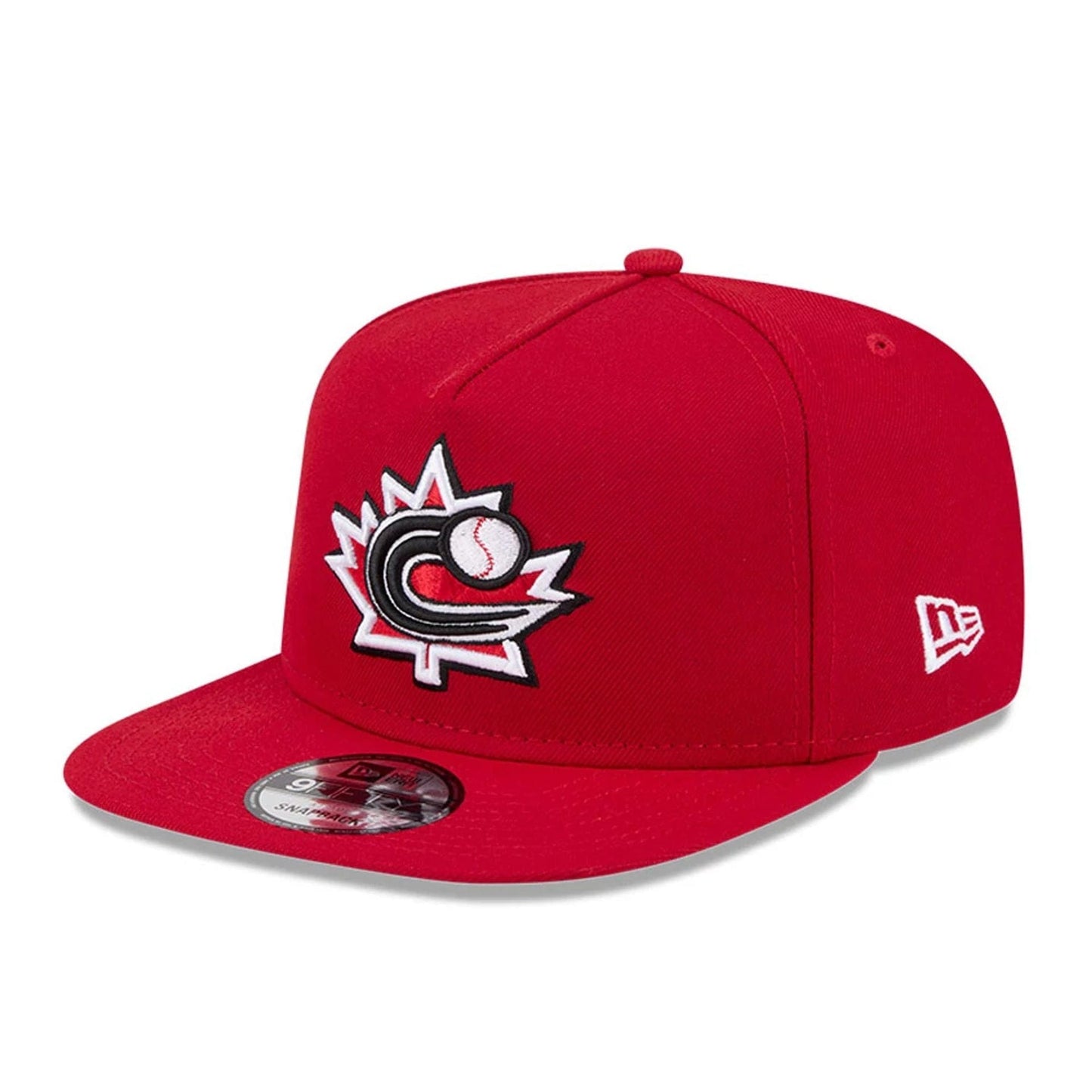 Pictured is this MLB World Baseball Classic 2026 Canada 9FIFTY A-Frame Snapback cap in red. 4