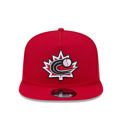 Pictured is this MLB World Baseball Classic 2026 Canada 9FIFTY A-Frame Snapback cap in red. 3