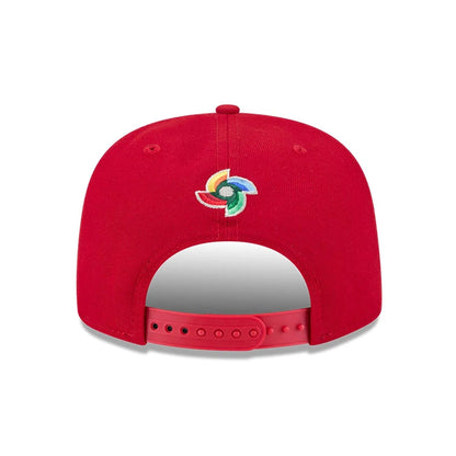 Pictured is this MLB World Baseball Classic 2026 Canada 9FIFTY A-Frame Snapback cap in red. 5