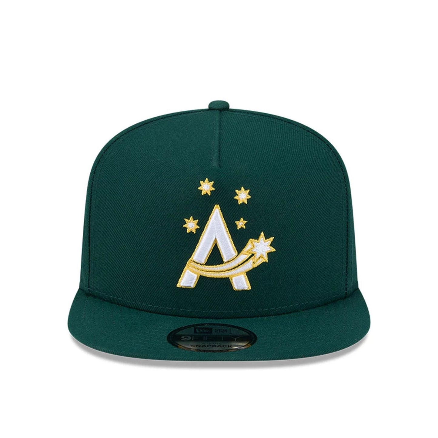 Pictured is this MLB World Baseball Classic 2026 Australia 9FIFTY A-Frame Snapback cap in dark green. 3