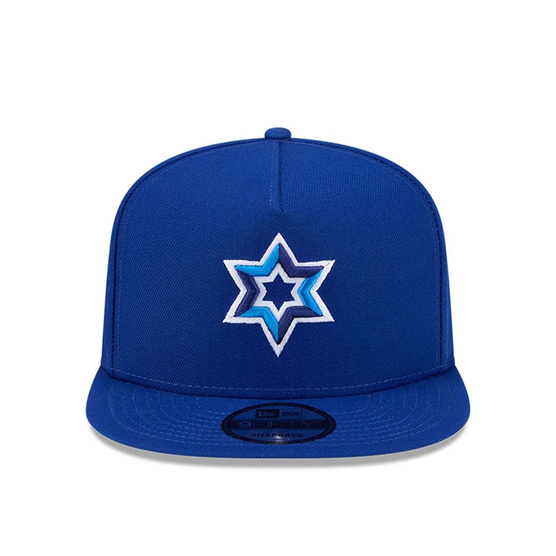 Pictured is this MLB World Baseball Classic 2026 Israel 9FIFTY A-Frame Snapback cap in blue. 3