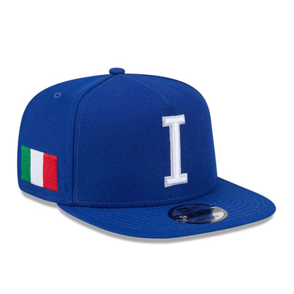 Pictured is this MLB World Baseball Classic 2026 Italy 9FIFTY A-Frame Snapback cap in blue. 1