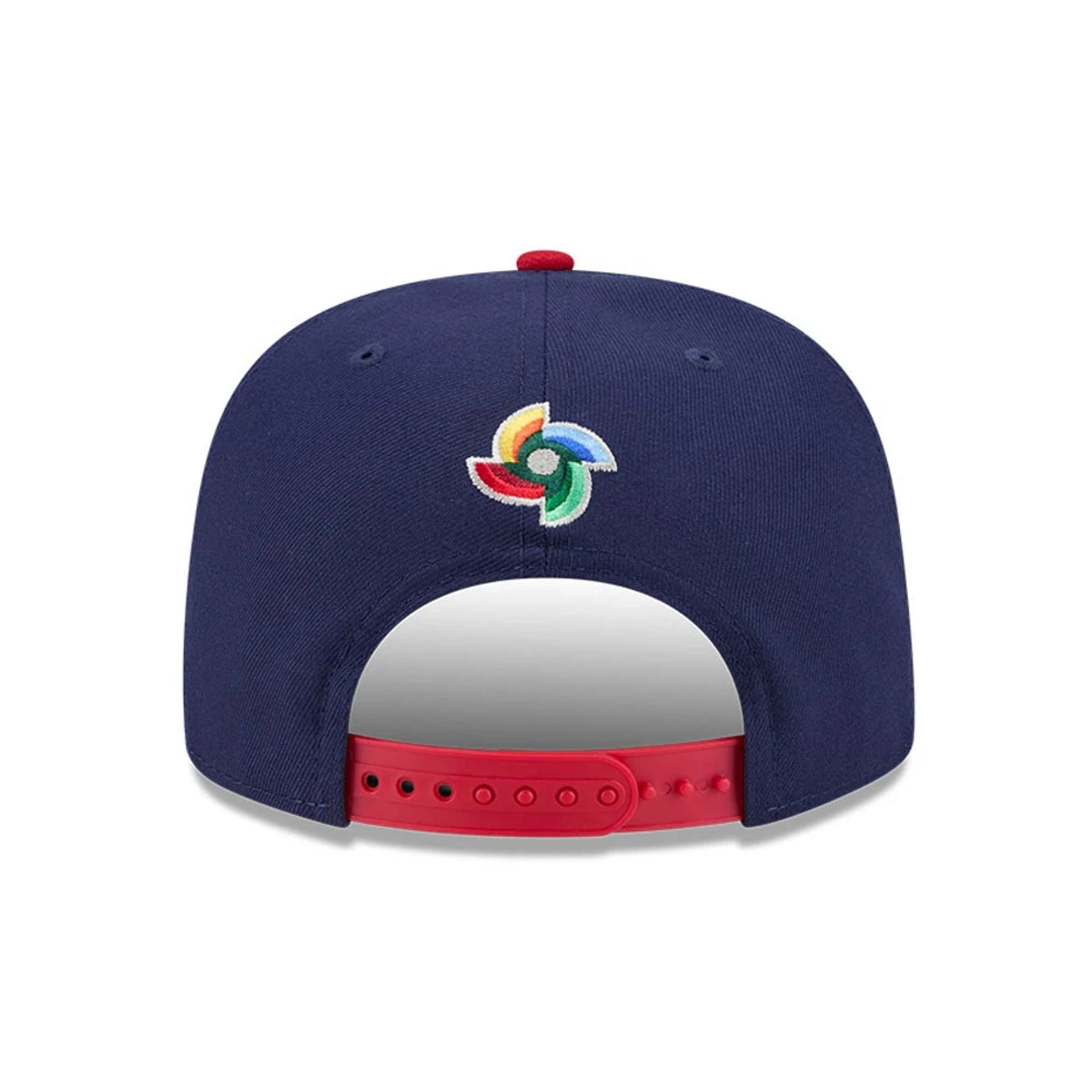 Pictured is this MLB World Baseball Classic 2026 USA 9FIFTY A-Frame Snapback cap in navy. 3