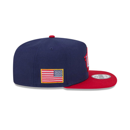 Pictured is this MLB World Baseball Classic 2026 USA 9FIFTY A-Frame Snapback cap in navy. 6