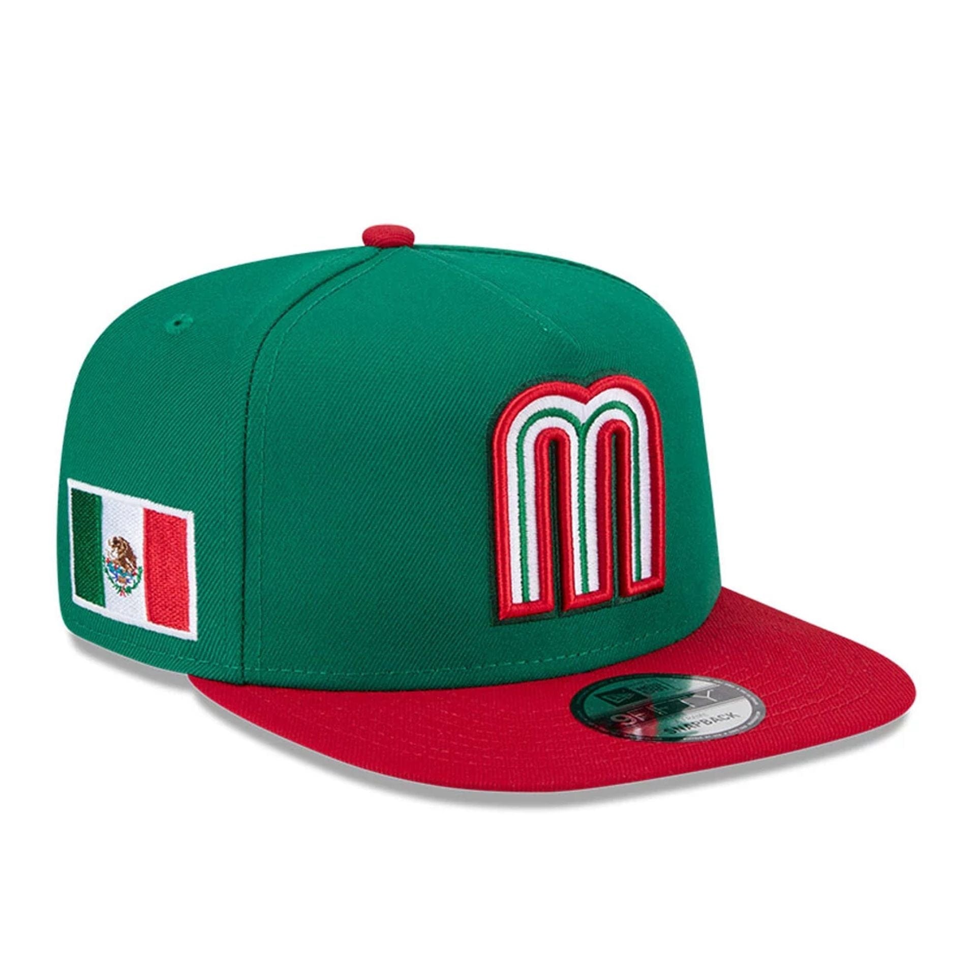 Pictured is this MLB World Baseball Classic 2026 Mexico 9FIFTY A-Frame Snapback cap in green. 1