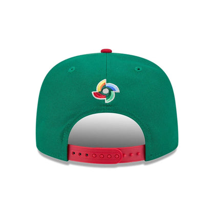 Pictured is this MLB World Baseball Classic 2026 Mexico 9FIFTY A-Frame Snapback cap in green. 3