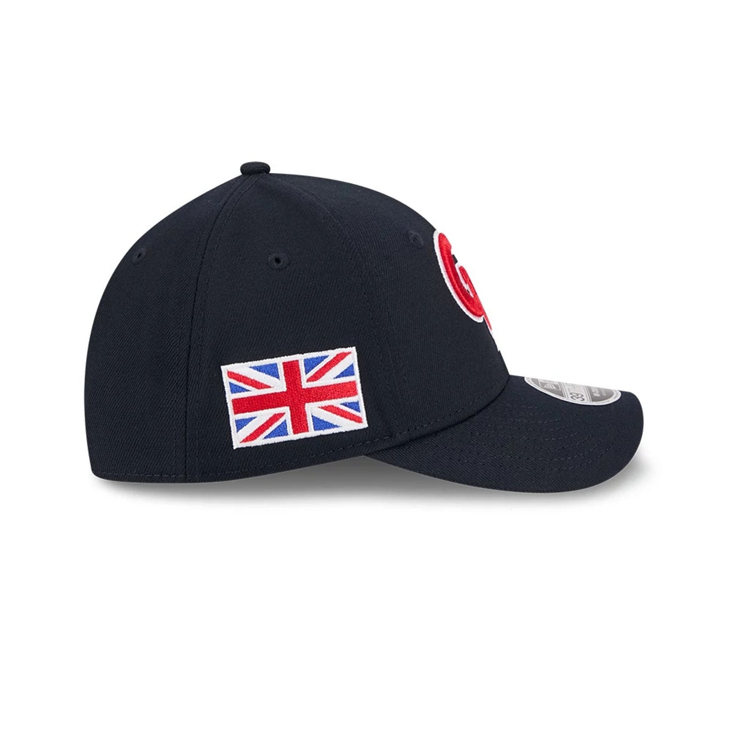 Pictured is this MLB World Baseball Classic 2026 Great Britain 39THIRTY M-Crown Stretch Fit cap in navy. 6